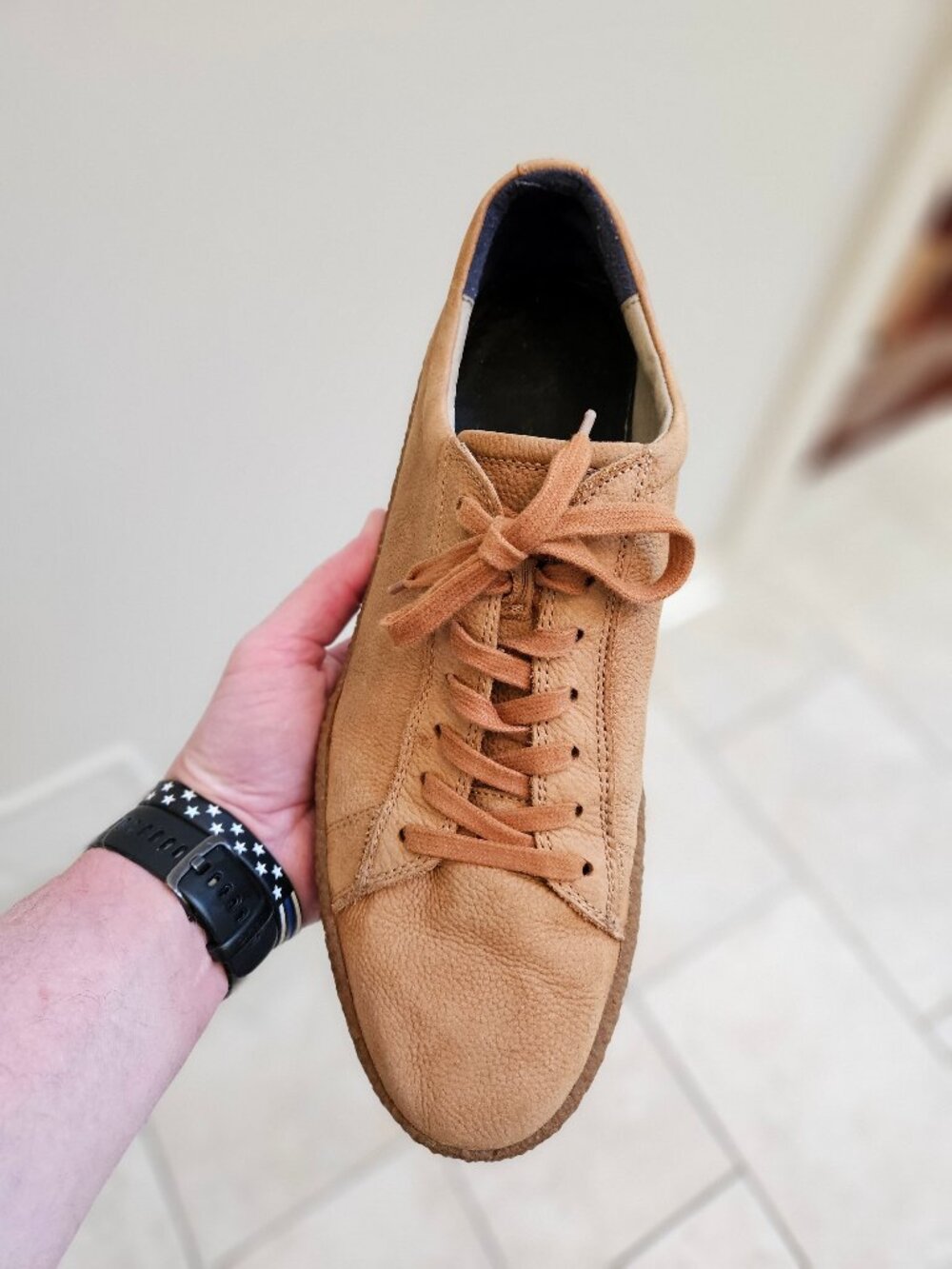 Banana Republic Leather/Nubuck Sneakers, Tan, Sz 13 - Picture 14 of 16
